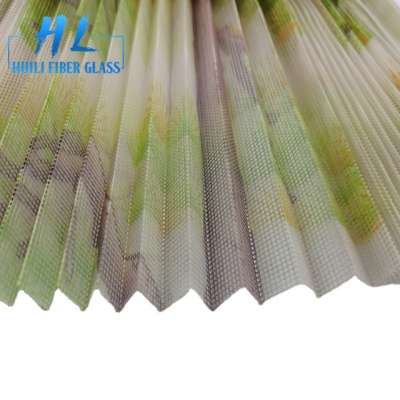 Printed polyester pleated window screen anti mosquito net 80g